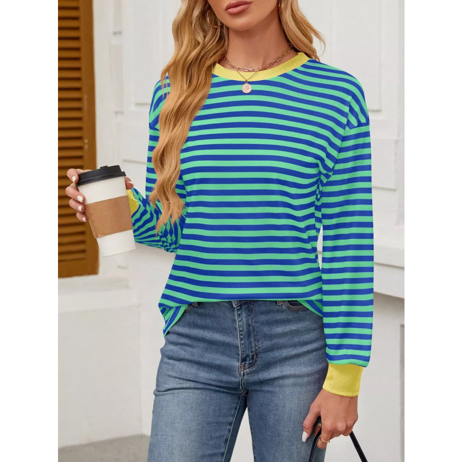 Striped Long Sleeve Casual T-Shirt Apparel and Accessories
