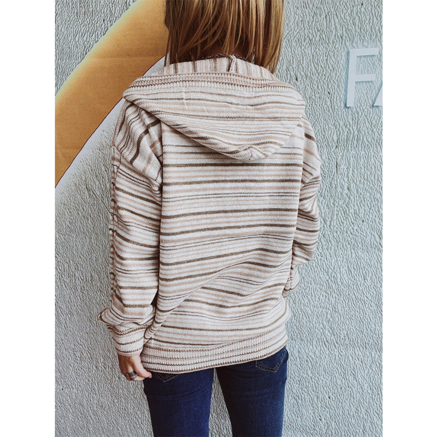 Striped Long Sleeve Hooded Sweater Apparel and Accessories