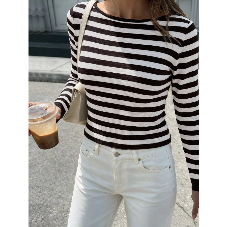 Striped Long Sleeve Knit Top Apparel and Accessories