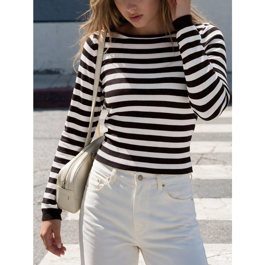 Striped Long Sleeve Knit Top Apparel and Accessories
