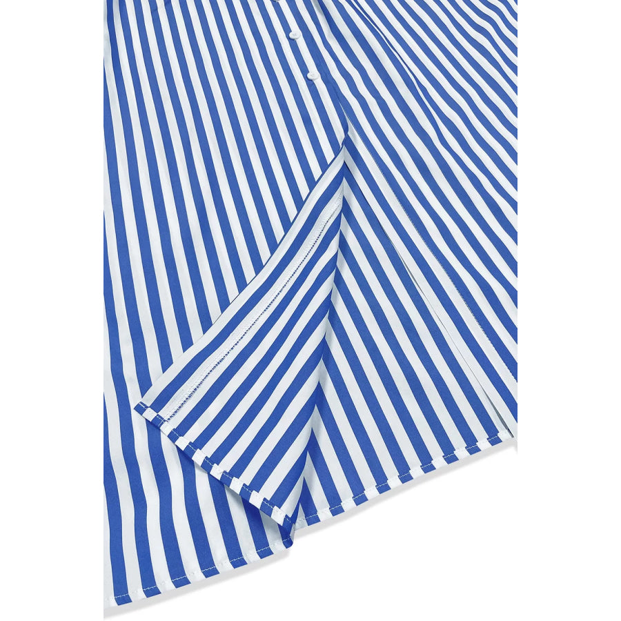 Striped Long Sleeve Maxi Shirt Dress Apparel and Accessories