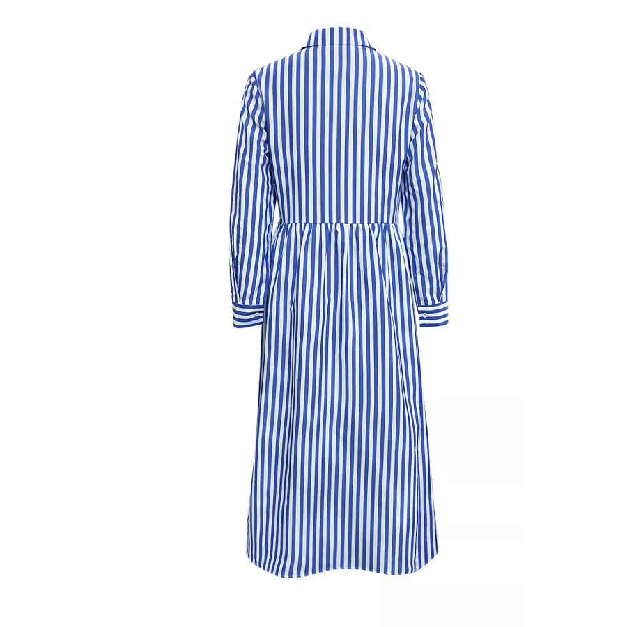 Striped Long Sleeve Maxi Shirt Dress Apparel and Accessories