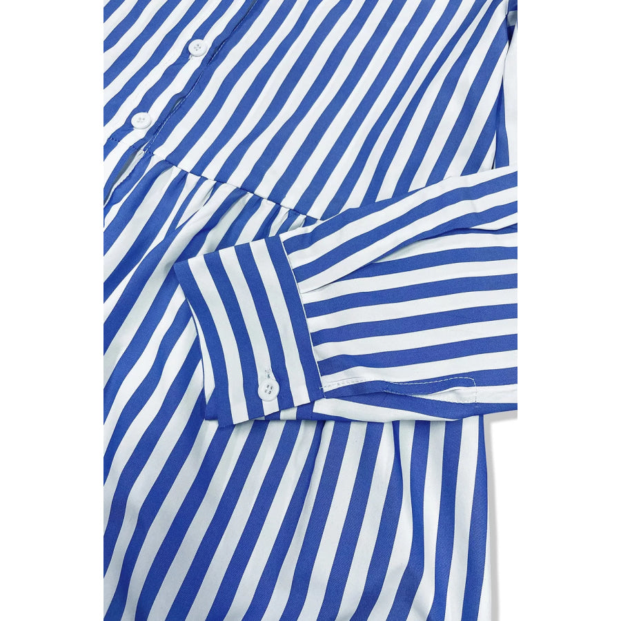Striped Long Sleeve Maxi Shirt Dress Apparel and Accessories