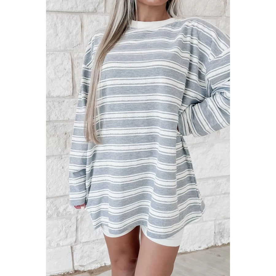 Striped Long Sleeve Oversized T-Shirt Apparel and Accessories