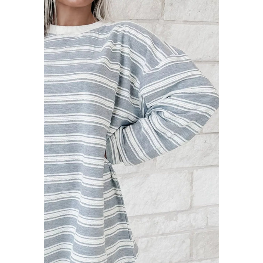 Striped Long Sleeve Oversized T-Shirt Apparel and Accessories