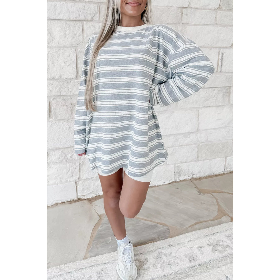 Striped Long Sleeve Oversized T-Shirt Stripe / S Apparel and Accessories