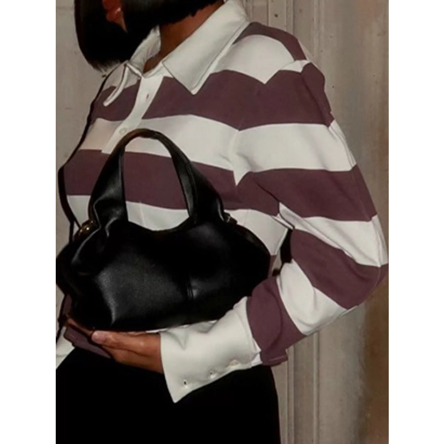 Striped Long-Sleeve Polo Top Apparel and Accessories