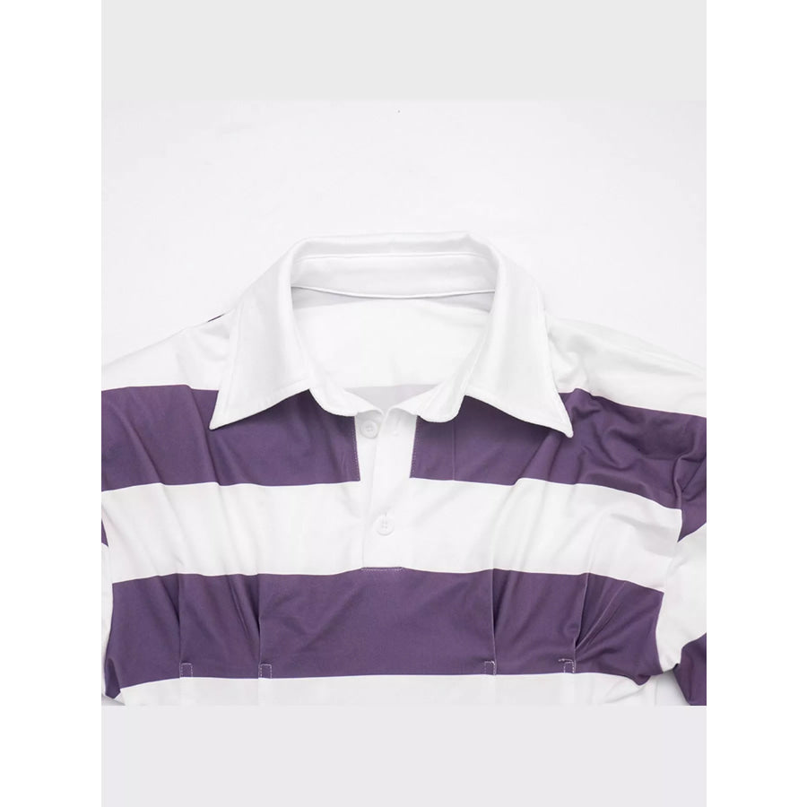 Striped Long-Sleeve Polo Top Apparel and Accessories