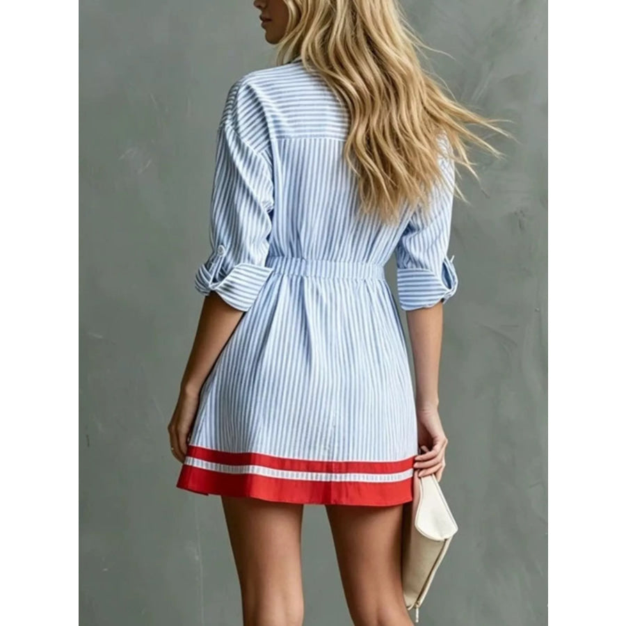 Striped Long Sleeve Shirt Dress Apparel and Accessories