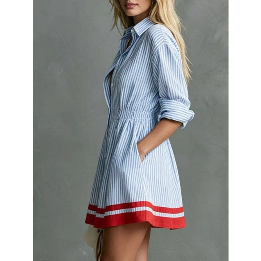 Striped Long Sleeve Shirt Dress Apparel and Accessories