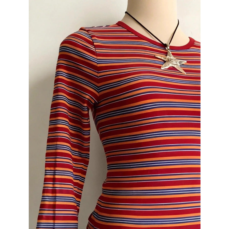 Striped Long Sleeve Slim Fit T-Shirt Apparel and Accessories