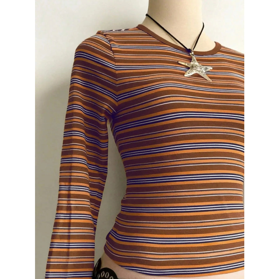 Striped Long Sleeve Slim Fit T-Shirt Apparel and Accessories