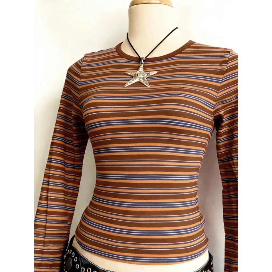 Striped Long Sleeve Slim Fit T-Shirt Apparel and Accessories
