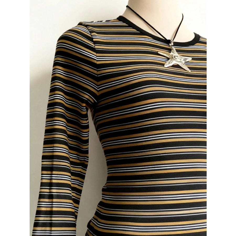 Striped Long Sleeve Slim Fit T-Shirt Apparel and Accessories