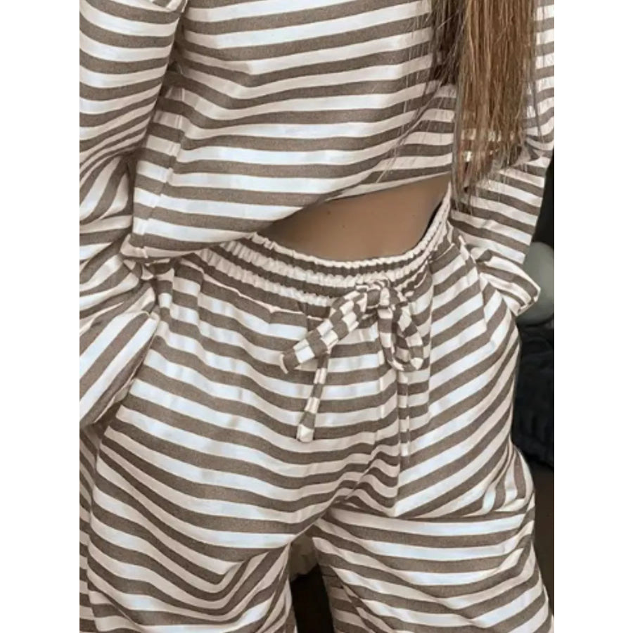 Striped Long Sleeve Top and Pants Set Apparel and Accessories