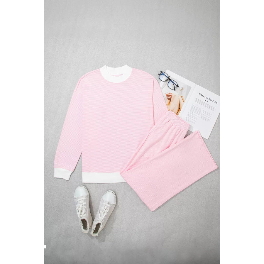 Striped Long Sleeve Top and Pants Set Apparel and Accessories