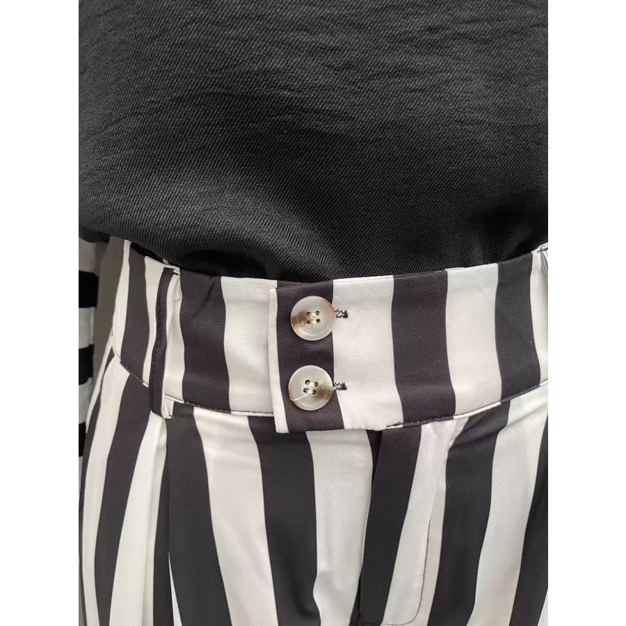 Striped Long Sleeve Top and Pants Set Apparel Accessories