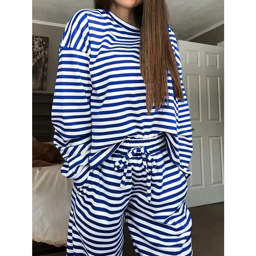 Striped Long Sleeve Top and Pants Set Apparel and Accessories
