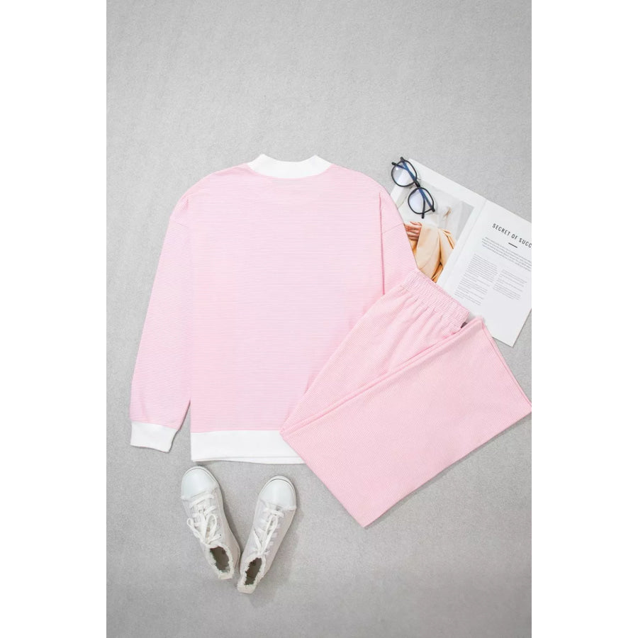 Striped Long Sleeve Top and Pants Set Apparel and Accessories