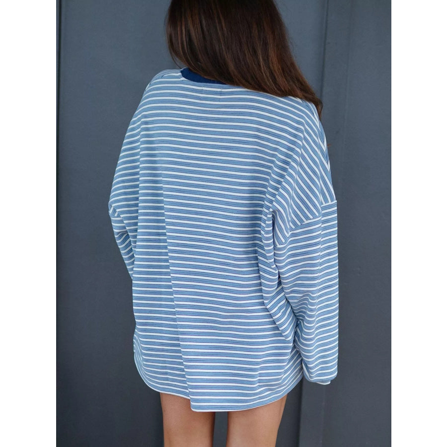Striped Long Sleeve Top and Shorts Set Apparel and Accessories