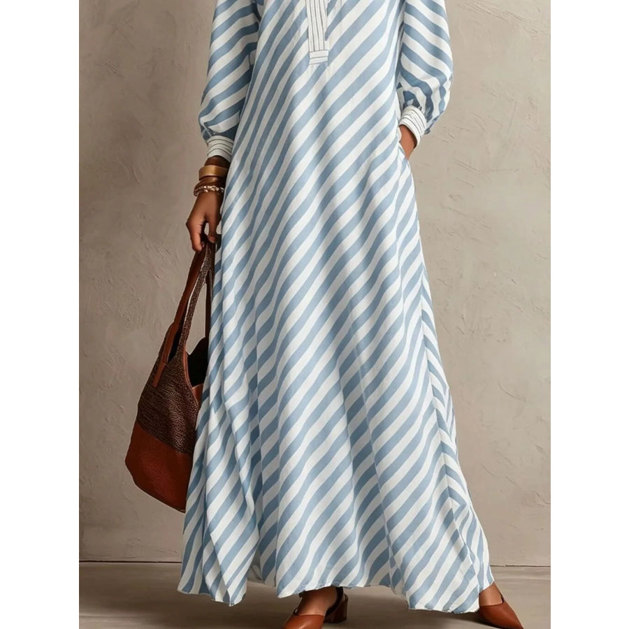 Striped Long Sleeves Maxi Dress Apparel and Accessories