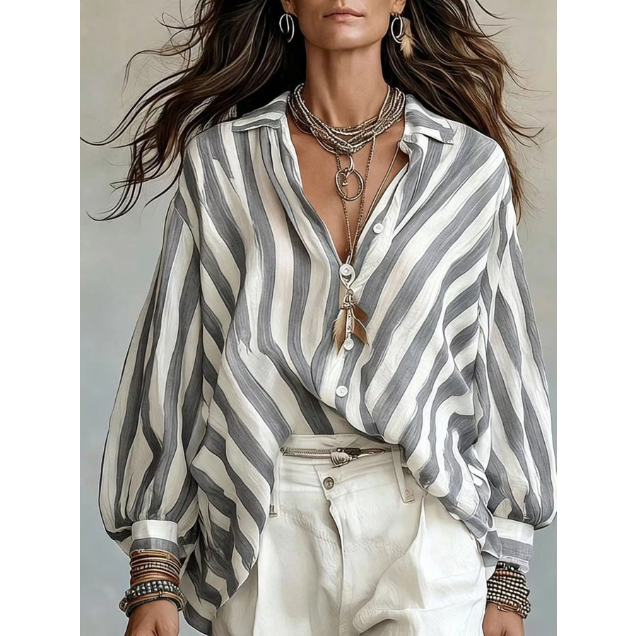 Striped Loose Fit Shirt Apparel and Accessories
