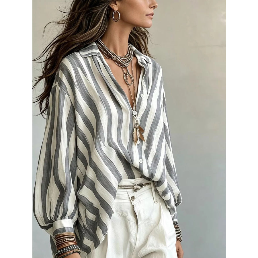 Striped Loose Fit Shirt Apparel and Accessories