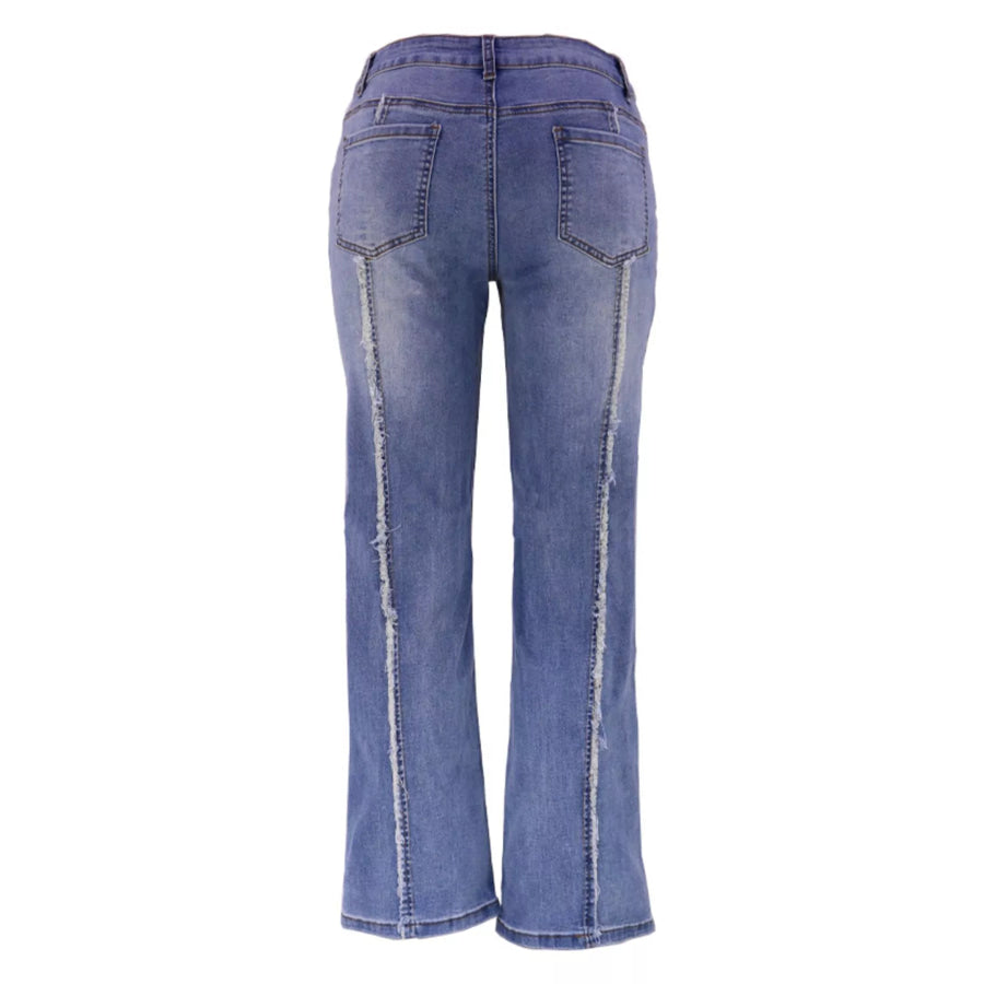Striped Low-Rise Flare Jeans Apparel and Accessories