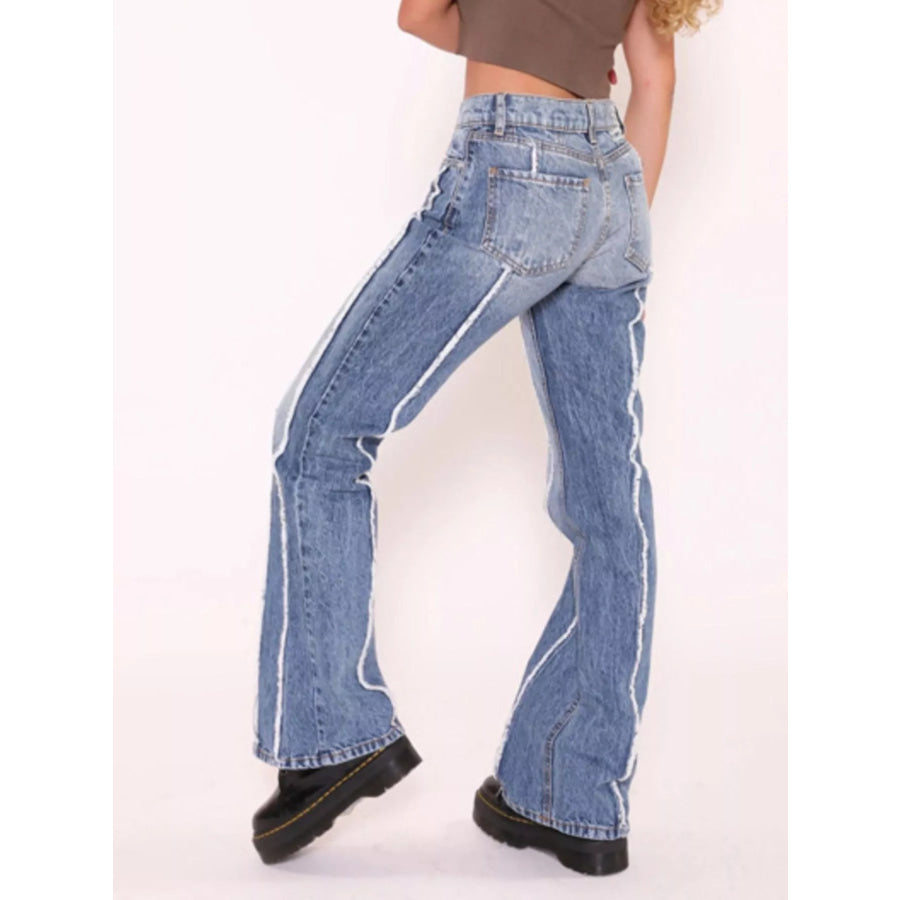Striped Low-Rise Flare Jeans Apparel and Accessories