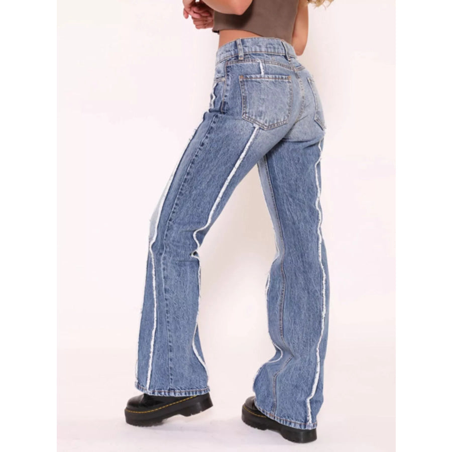 Striped Low-Rise Flare Jeans Apparel and Accessories