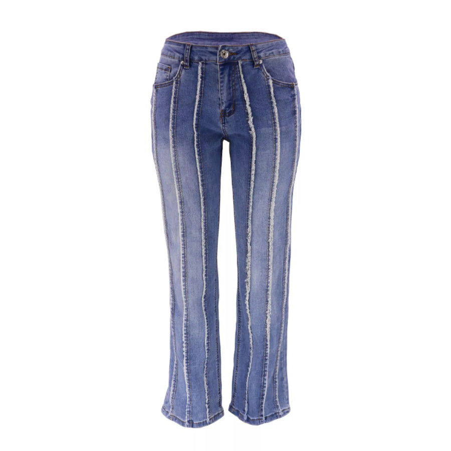 Striped Low-Rise Flare Jeans Apparel and Accessories