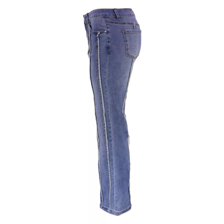 Striped Low-Rise Flare Jeans Apparel and Accessories