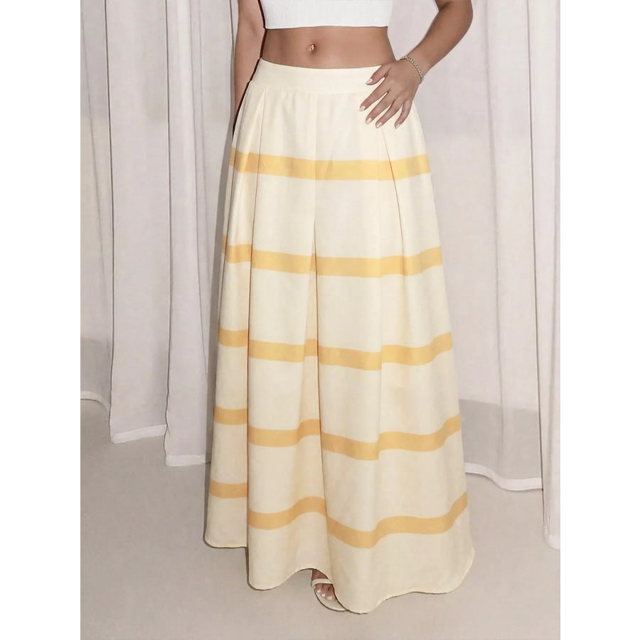 Striped Maxi Skirt Yellow / S Apparel and Accessories