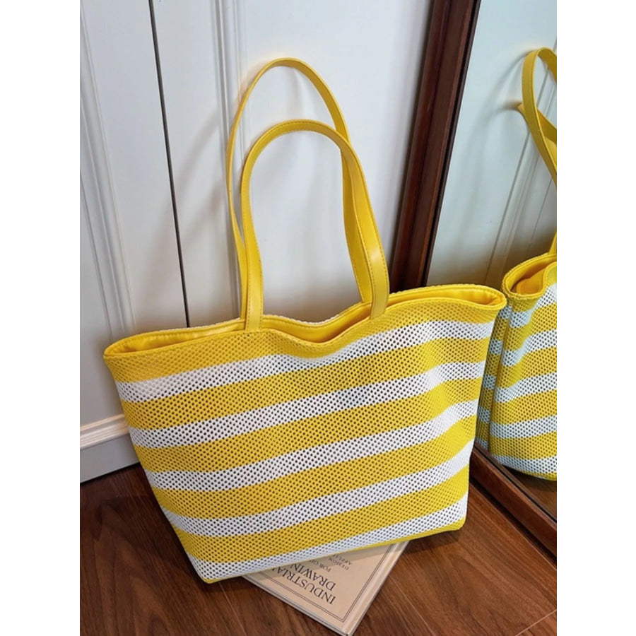 Striped Mesh Shoulder Bag Yellow / onesize Apparel and Accessories