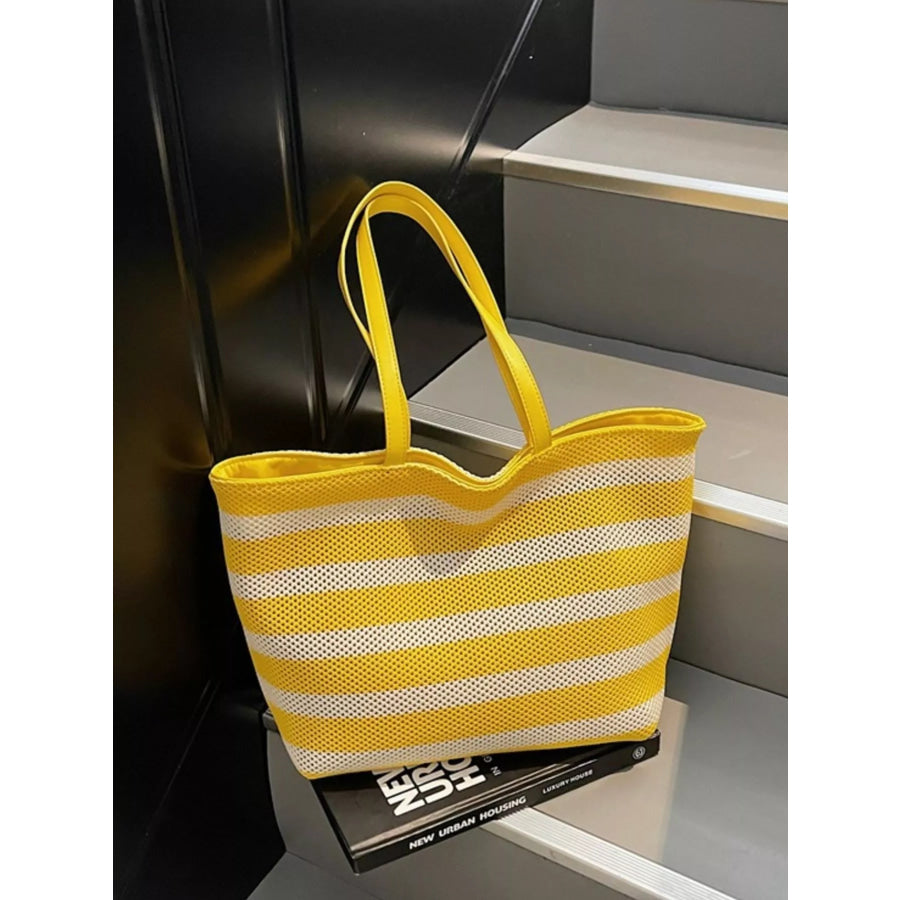 Striped Mesh Shoulder Bag Yellow / onesize Apparel and Accessories