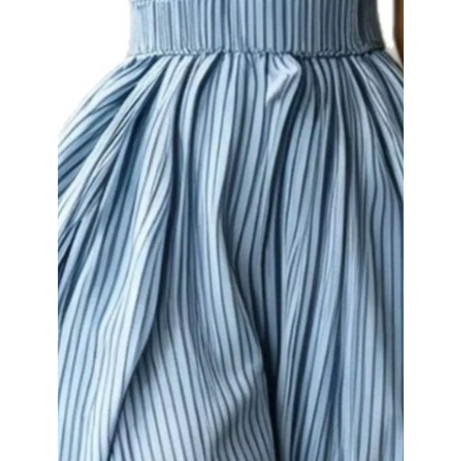 Striped Mock Neck Sleeveless Maxi Dress Apparel and Accessories