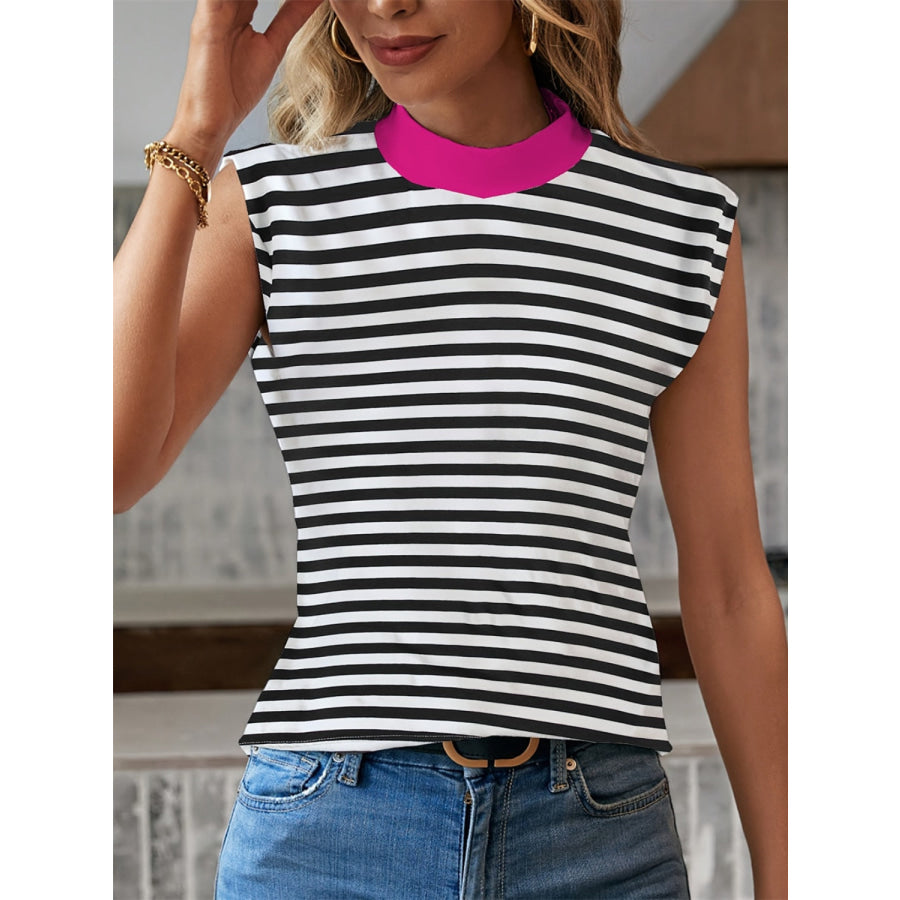 Striped Mock Neck Tank Apparel and Accessories