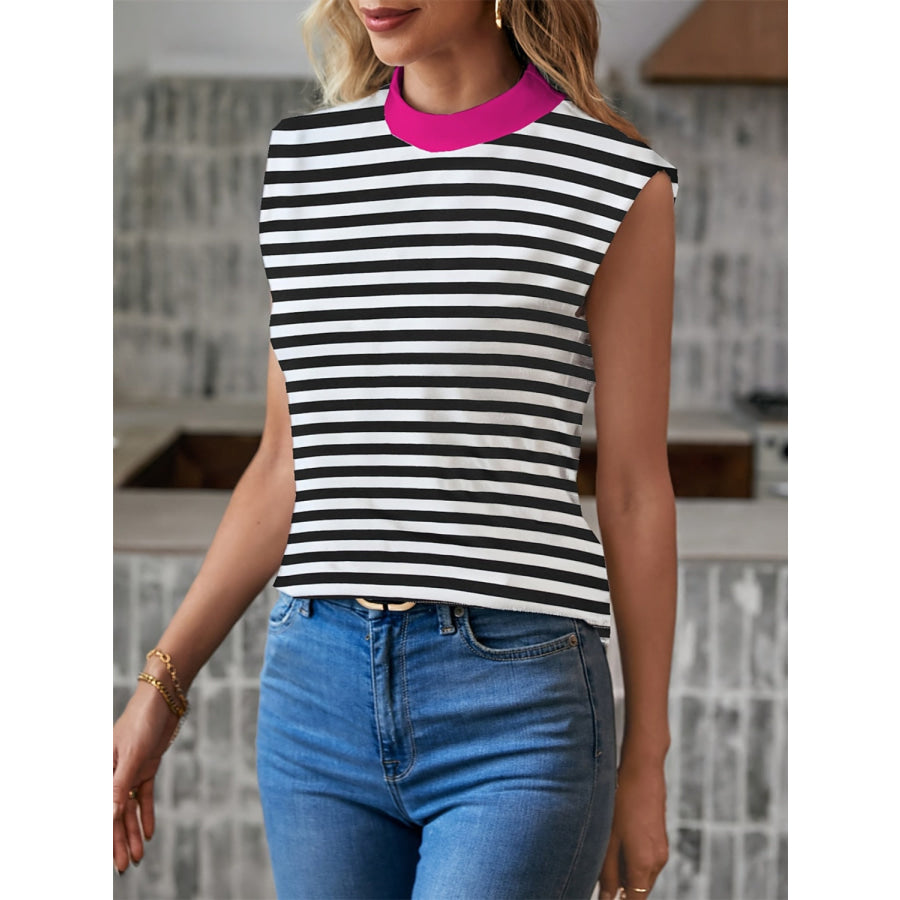 Striped Mock Neck Tank Apparel and Accessories