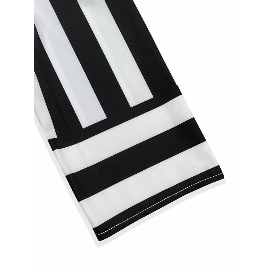 Striped Notched Casual Mini Dress Apparel and Accessories