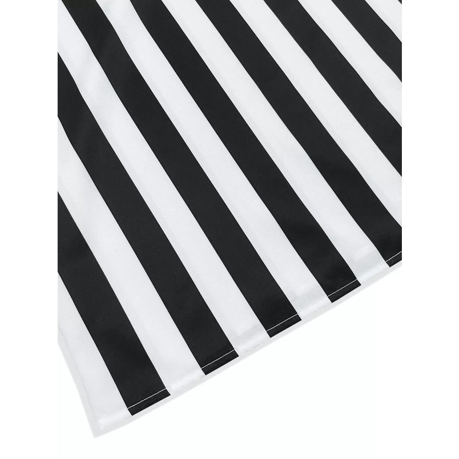 Striped Notched Casual Mini Dress Apparel and Accessories