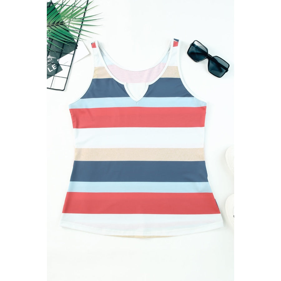 Striped Notched Neck Tank