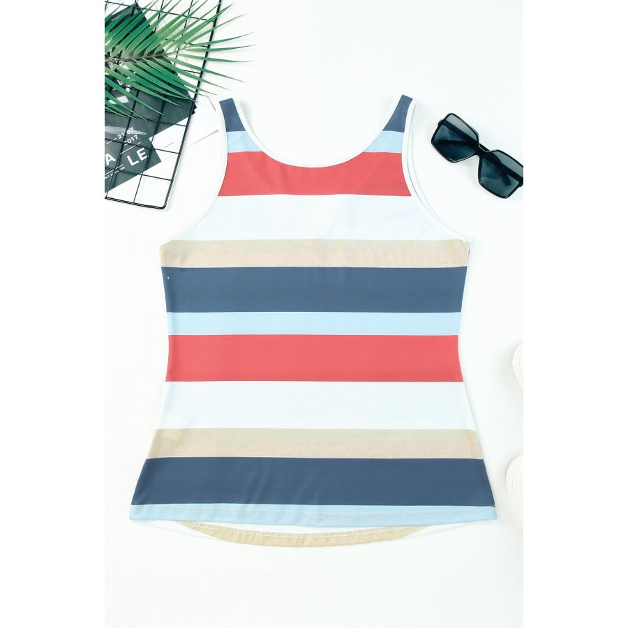 Striped Notched Neck Tank