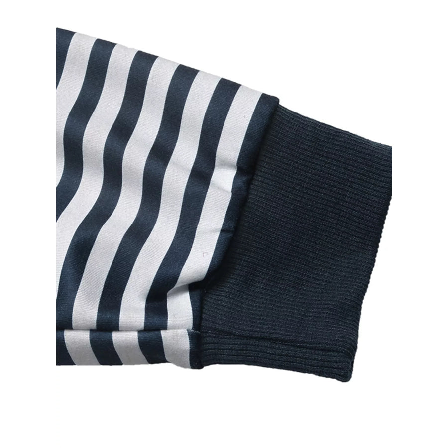 Striped Off-Shoulder Ribbon Accent Sweatshirt Apparel and Accessories