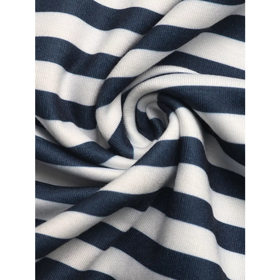 Striped Off-Shoulder Ribbon Accent Sweatshirt Apparel and Accessories