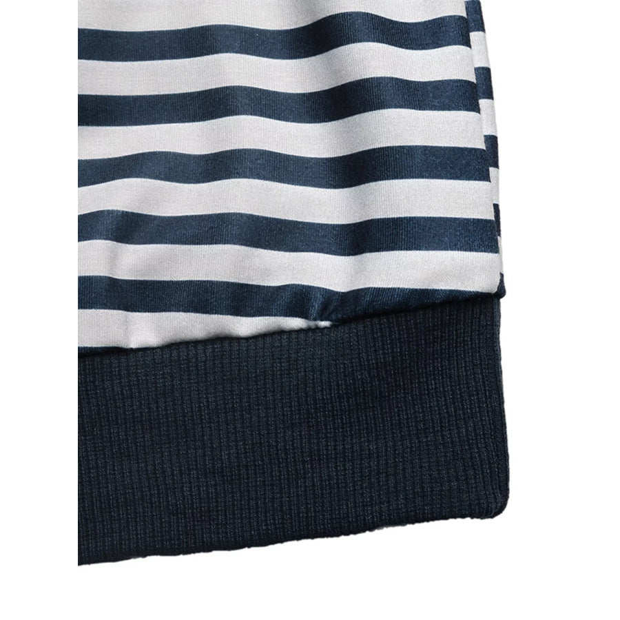 Striped Off-Shoulder Ribbon Accent Sweatshirt Apparel and Accessories