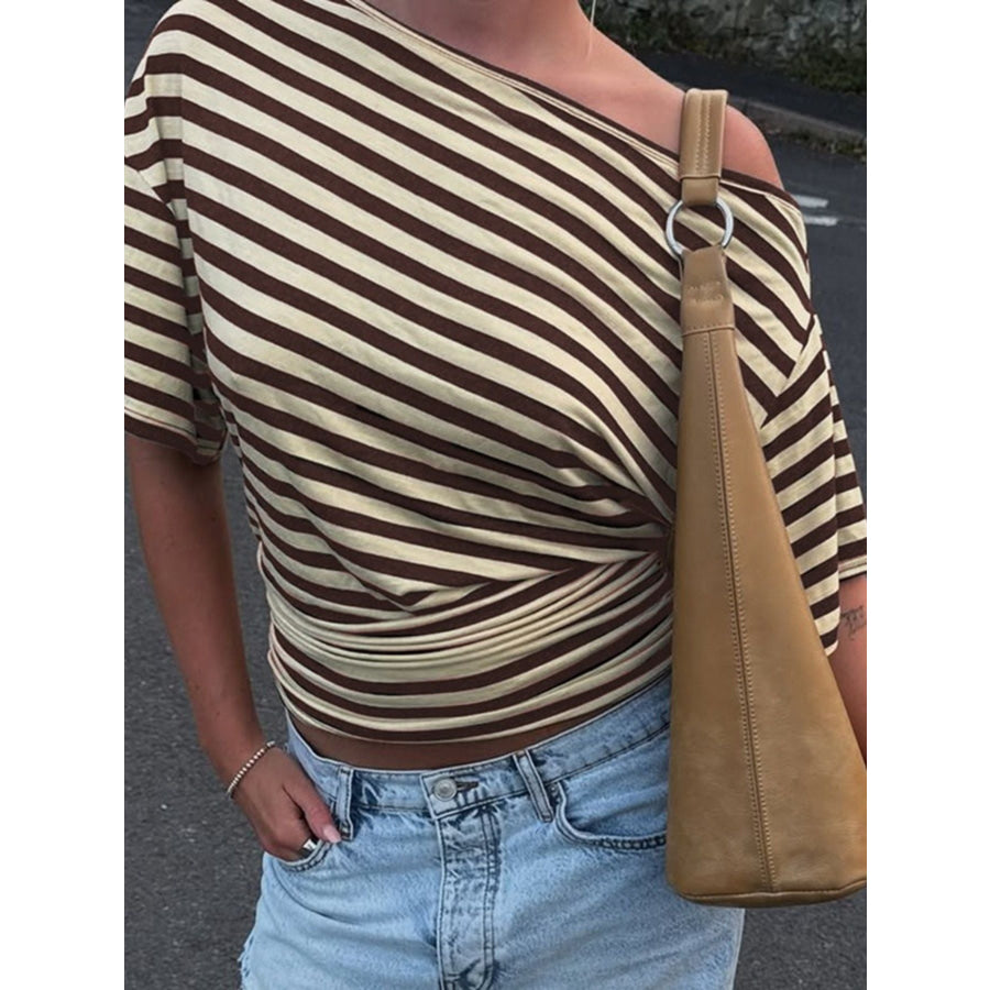 Striped One-Shoulder T-Shirt Apparel and Accessories