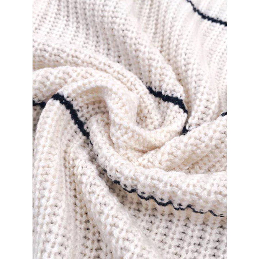 Striped Open Front Long Sleeve Cardigan Apparel and Accessories