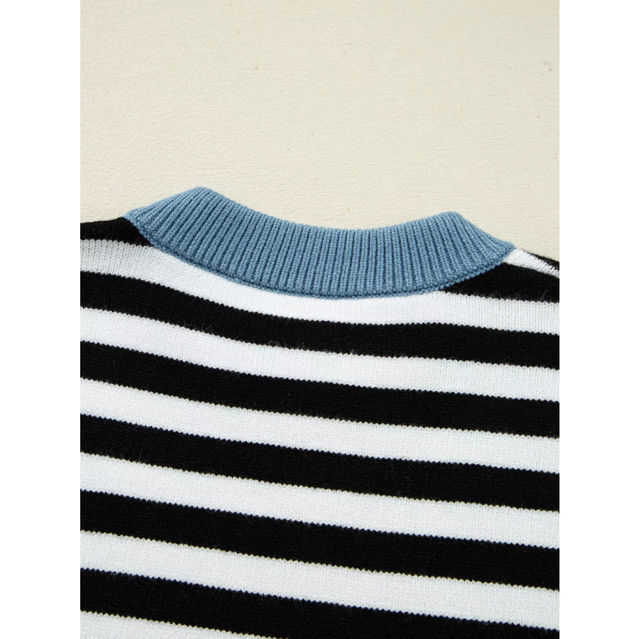 Striped Panels Colorblock Sleeve Sweater Apparel and Accessories