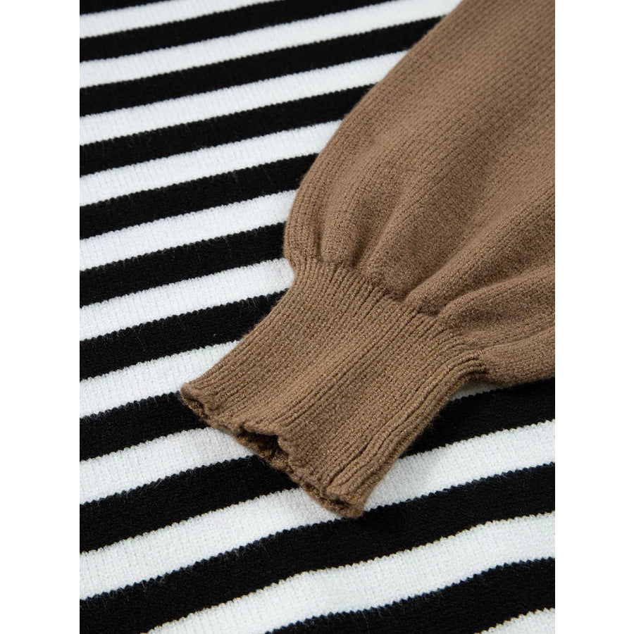 Striped Panels Colorblock Sleeve Sweater Apparel and Accessories