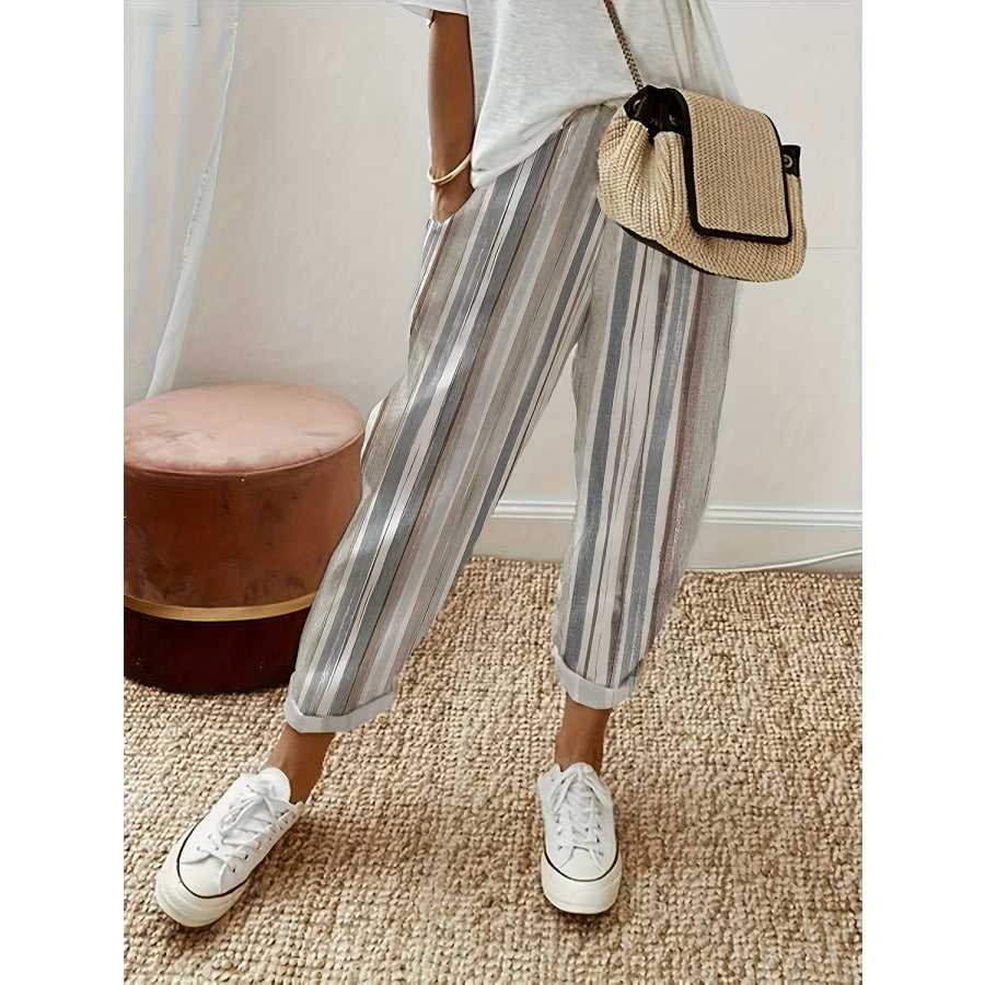 Striped Pants with Pockets Dust Storm / S Apparel and Accessories